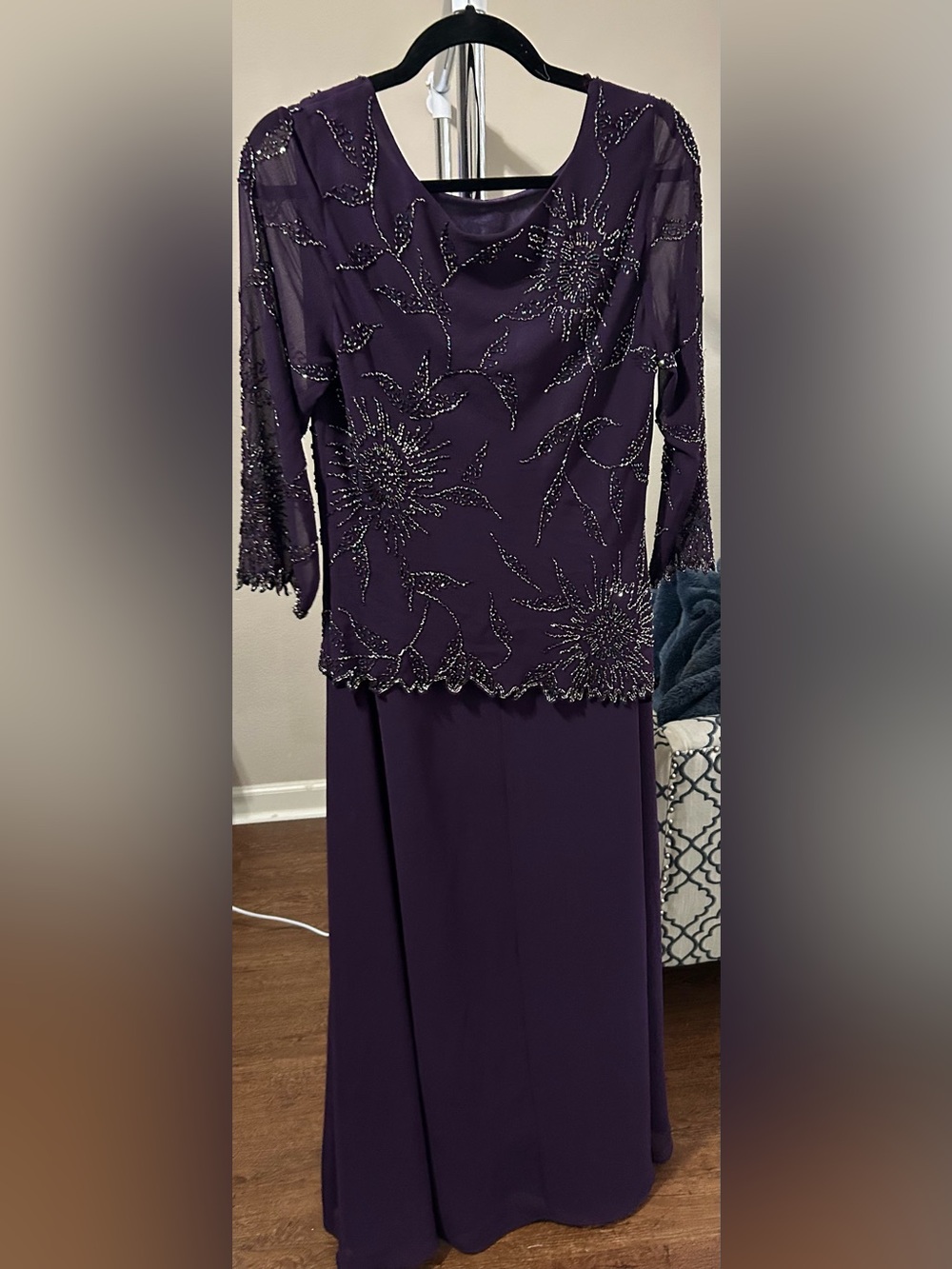 J Kara Purple Beaded Maxi Dress